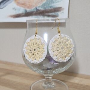 Handmade Crochet Earrings with Gold Accents